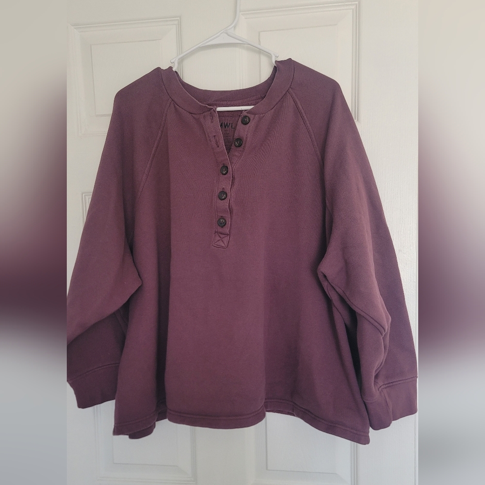 Madewell MWL Purple Button-Up Sweatshirt